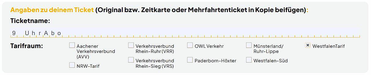 Angaben zu ihrem Ticket