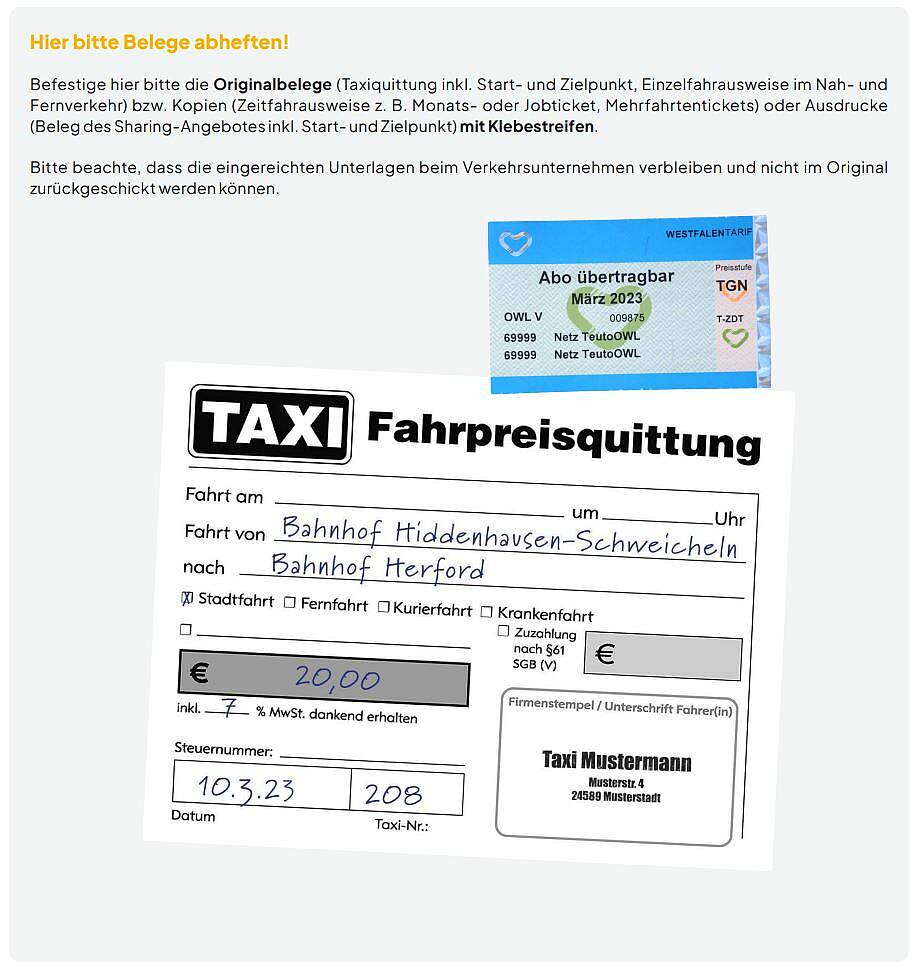 Taxi Fahrpreisquittung